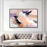 Yağlı Boya Dokulu Tablo Lila Bey Soyut Siyah Çerçeveli 70 x 100 cm U08053