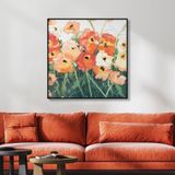 Yağlı Boya Dokulu Tablo Modern Gelincikler Siyah Çerçeveli 80 x 80 cm U02011