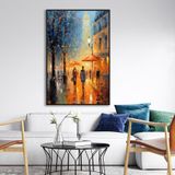 Yağlı Boya Dokulu Tablo Modern Paris Sokak Siyah Çerçeveli 70 x 100 cm U09013