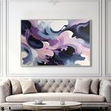 Yağlı Boya Dokulu Tablo Mor Lila Siyah Soyut Gümüş Çerçeveli 70 x 100 cm U08090