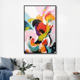 Yağlı Boya Dokulu Tablo Renkli Boyalar Soyut Siyah Çerçeveli 50 x 70 cm U08087