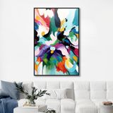 Yağlı Boya Dokulu Tablo Renkli Boyalar Soyut Siyah Çerçeveli 70 x 100 cm U08088