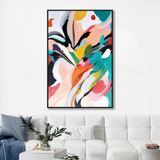 Yağlı Boya Dokulu Tablo Renkli Boyalar Soyut Siyah Çerçeveli 70 x 100 cm U08091