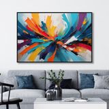 Yağlı Boya Dokulu Tablo Renkli Boyalar Soyut Siyah Çerçeveli 90 x 120 cm U08079
