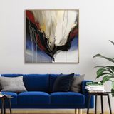 Yağlı Boya Dokulu Tablo Renkli Kare Soyut Altın Çerçeveli 100 x 100 cm U08098