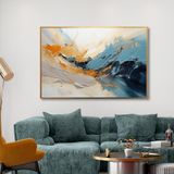 Yağlı Boya Dokulu Tablo Renkli Soyut Altın Çerçeveli 70 x 100 cm U08028
