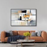 Yağlı Boya Dokulu Tablo Siyah Bej Gri Soyut Siyah Çerçeveli 100 x 150 cm U08077