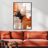 Yağlı Boya Dokulu Tablo Siyah Kahve Beyaz Soyut Siyah Çerçeveli 90 x 120 cm U08056