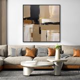 Yağlı Boya Dokulu Tablo Siyah Kahve Soyut Siyah Çerçeveli 60 x 60 cm U08139
