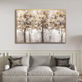 Yağlı Boya Dokulu Tablo Sonbahar Kahverengi Sarı Ağaçlar Altın Çerçeveli 70 x 100 cm U01002