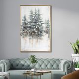 Yağlı Boya Dokulu Tablo Soyut Ağaçlar Manzara Altın Çerçeveli 140 x 210 cm U01001