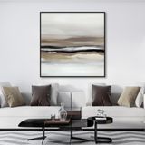 Yağlı Boya Dokulu Tablo Soyut Bej Manzara Siyah Çerçeveli 80 x 80 cm U08129