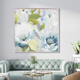 Yağlı Boya Dokulu Tablo Soyut Çiçekler Gümüş Çerçeveli 100 x 100 cm U02066