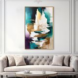 Yağlı Boya Dokulu Tablo Soyut Manzara Altın Çerçeveli 70 x 100 cm U08044