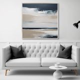 Yağlı Boya Dokulu Tablo Soyut Manzara Gümüş Çerçeveli 80 x 80 cm U08128