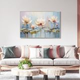 Yağlı Boya Dokulu Tablo Soyut Modern Çiçekler Gümüş Çerçeveli 70 x 100 cm U02023