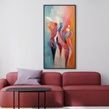 Yağlı Boya Dokulu Tablo Soyut Modern Kadınlar Siyah Çerçeveli 50 x 100 cm U05016