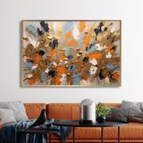 Yağlı Boya Dokulu Tablo Soyut Renkli Çiçekler Altın Çerçeveli 100 x 150 cm U08026