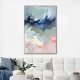 Yağlı Boya Dokulu Tablo Soyut Renkli Dalgalar Gümüş Çerçeveli 100 x 150 cm U08089
