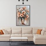 Yağlı Boya Dokulu Tablo Vazoda Çiçekler Siyah Çerçeveli 100 x 150 cm U02048