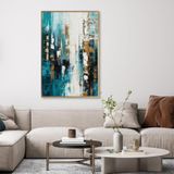 Yağlı Boya Dokulu Tablo Yeşil Siyah Beyaz Soyut Altın Çerçeveli 70 x 100 cm U08064