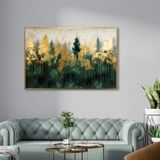Yağlı Boya Dokulu Tablo Yeşil Soyut Manzara Altın Çerçeveli 70 x 100 cm U01014