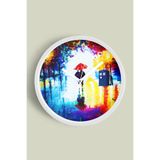 Yağlı Boya Görünümlü Aşk Sokağı Modern Tasarım Duvar Saati - 35cm - Önü Camlı Beyaz Kasa, JH0572S35BKP