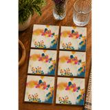 Yağlı Boya Görünümlü Fırça İzli Modern 6’lı set Bardak altlığı - UV Baskı MDF - 10x10 cm, BRDKJH0530S10