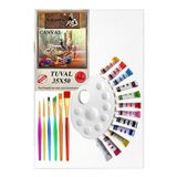 Yagli Boya Hobi Boyama Seti 1 Paket 35X50 Cm Tuval 12 Li Yagli Boya Tup Resim Paleti Firca Seti 6 Li