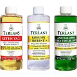 Yağlı Boya Seti Yardımcı Malzemeler 3X250ML Boya Fırça Temizleyici - Kokusuz Terebentin - Kete - Çok Renkli