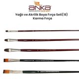 Yağlı ve Akrilik Boya Fırça Seti (12) Karma Fırça