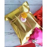 Yağmur Ambalaj Gold Yapışkanlı Metalize Hediye Poşeti-Metalik Altın Hediye Ambalaj Paketi 25X35CM (10ADET)