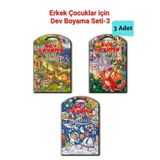 Yağmur Çocuk Erkek Çocuklar için Dev Boyama Seti-3, Dinozor, Ejdarha, Uzay Temalı 3 Adet (67.5 x 100 cm)