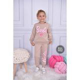 Yağmur Giyim Barbie Desenli Bej 2 Ip Pamuk Kız Çocuk Eşofman Takımı 5-14 Yaş 5052-B - 5 - 6 Yaş