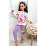 Yağmur Giyim Barbie Desenli Lila 2 Ip Pamuk Kız Çocuk Eşofman Takımı 3-10 Yaş 7285-L - 3 - 4 Yaş