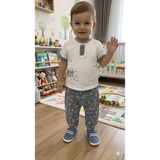 Yağmur Giyim Mınıtıx Yaprak Desenli Müslin Erkek Çocuk Takımı 9-24 Ay 2424 - 9 Ay - Füme