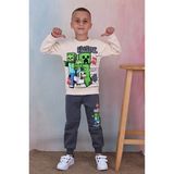 Yağmur Giyim Pjk3i Minecraft Desenli Füme 3 Ip Şardonlu Pamuk Erkek Çocuk Eşofman Takımı 3-10 Yaş 7356-F - 4 - 5 Yaş