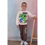 Yağmur Giyim Pjk3i Minecraft Desenli Kahverengi 3 Ip Şardonlu Pamuk Erkek Çocuk Eşofman Takımı 3-10 Yaş 7356-K - 3 - 4 Yaş