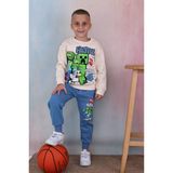 Yağmur Giyim Pjk3i Minecraft Desenli Mavi 3 Ip Şardonlu Pamuk Erkek Çocuk Eşofman Takımı 3-10 Yaş 7356-M - 3 - 4 Yaş