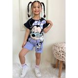 Yağmur Giyim Pjkskt Minnie Mause Desenli Lila Şortlu Kız Çocuk Kısa Kol Takım 7551-L - 5 - 6 Yaş