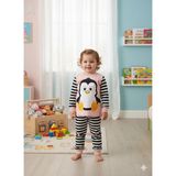 Yağmur Giyim Supermını Penguen Desenli Pamuklu Kız Çocuk Pijama Takımı 1-3 Yaş 1215 - Somon - 2 Yaş