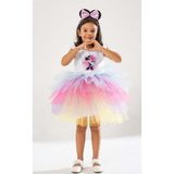 Yağmur Kostütüm Sevimli Minnie Mouse Temalı Kız Çocuk Beyaz Doğum Günü Elbisesi ve Parti Kostümü (Taçli) - 9 - 10 Yaş