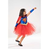Yağmur Kostütüm Supergirl Temalı Kız Çocuk Doğum Günü Elbisesi Ve Parti Kostümü - Kırmızı - Mavi - 7 - 8 Yaş