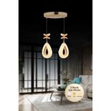Yağmur Model 2'li Gold 3 Renk Modu Ledli Kristal Taşlı Modern Salon Mutfak Oturma Odası LED Avize