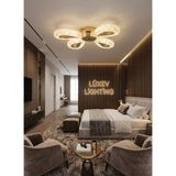 Yağmur Model 4"lü Gold 3 Renk Modu Ledli Modern Plafonyer Salon Mutfak Çocuk Yatak Odası LED Avize