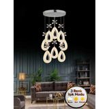 Yağmur Model 8'li Gümüş 3 Renk Modu Kristal Taşlı Modern Salon Mutfak Oturma Çocuk Odası LED Avize