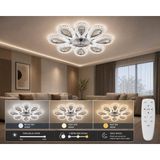 Yagmur Model Plafonyer Avize 3 Renk LED Isıklı Kumandalı Salon Oturma Odası Avize - 8 - Krom