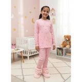 Yağmur Pembe Kapruz Desenli %100 Pamuk Fitilli Kumaş Kız Çocuk Pijama Takımı 1-12 Yaş 1004 - 1 - 2 Yaş