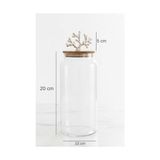 Yağmur Store 1400 ml Borosilikat Cam Kavanoz - Gümüş Mercan Figür Bambu Kapaklı Lüks Saklama Kabı
