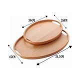 Yağmur Store 2'li Bambu Tepsi Seti, Ince Tasarım Özel Üretim Oval 2'li Bambu Tepsi Seti (36 * 26 * 1cm-45 * 31.5 * 1cm)